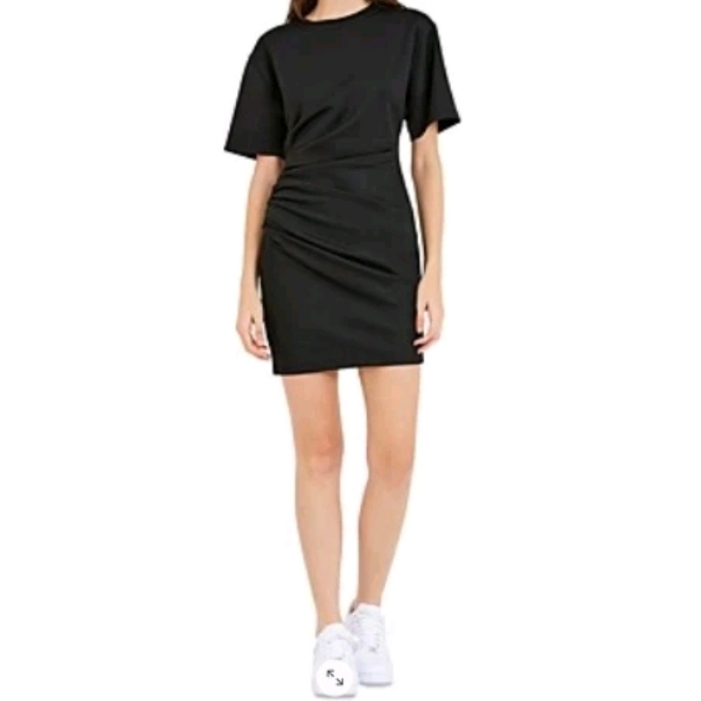 Herve By Herve ledger Side Ruched  Black minimalistic Xxs Dress